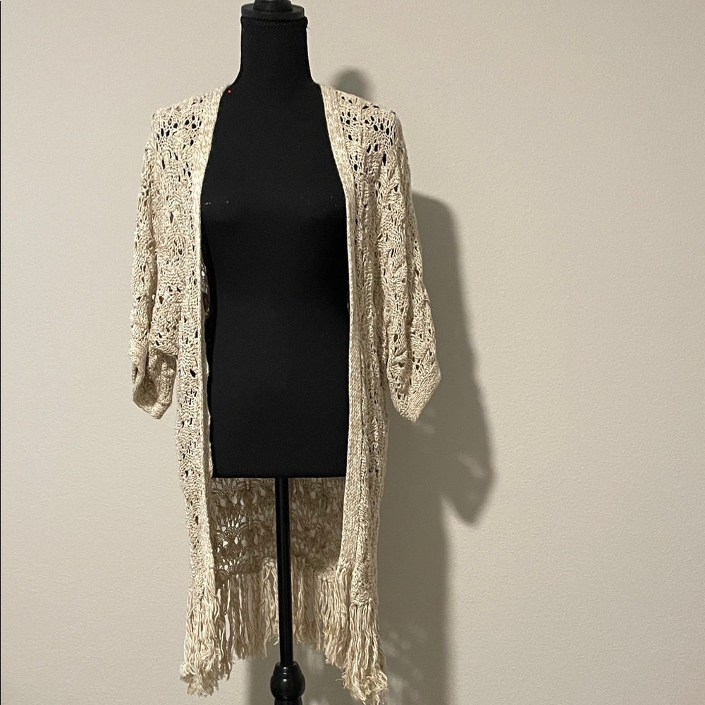 American Eagle Outfitters Cream Open-Knit Sweater